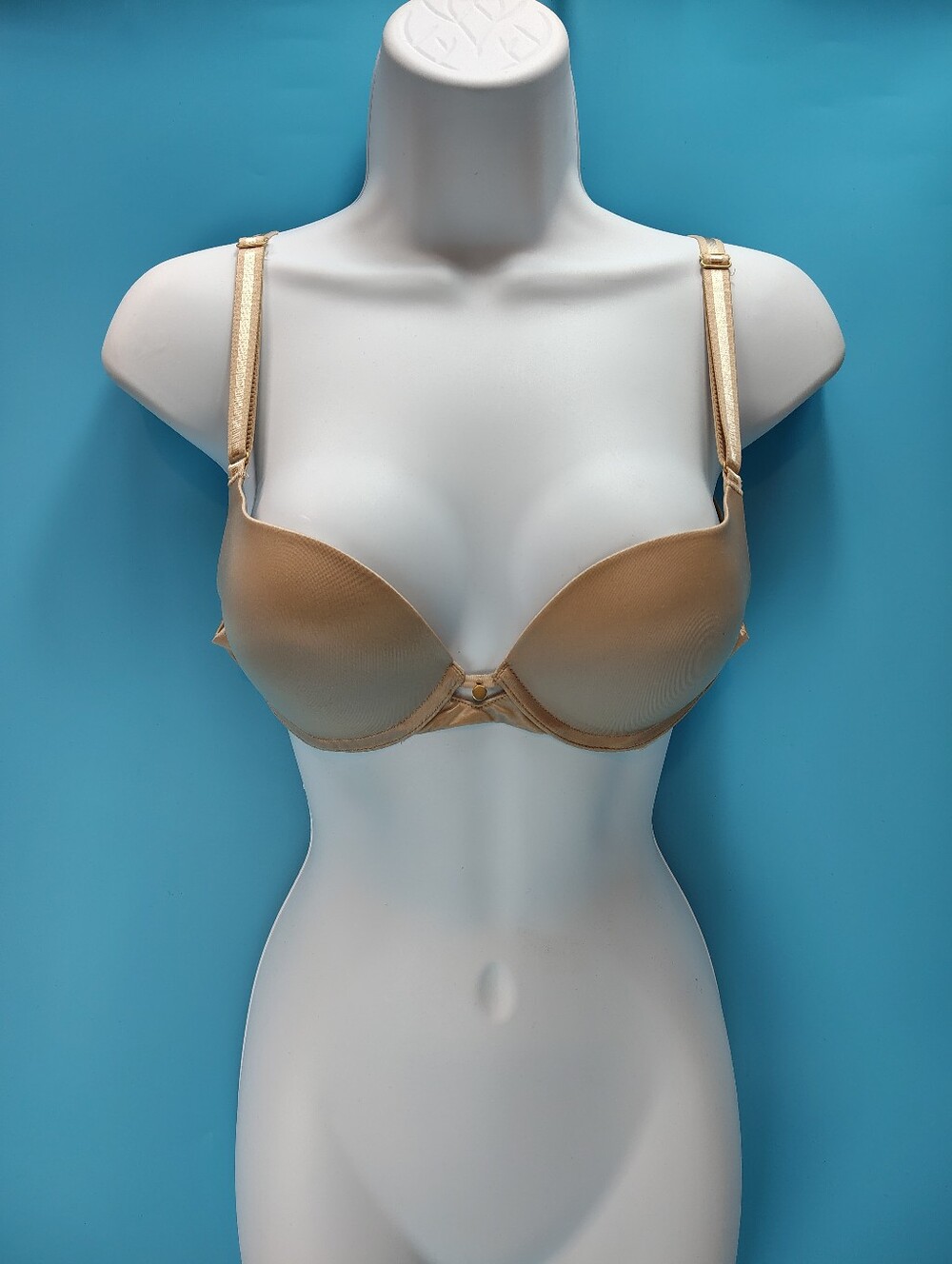 Joyspun T-Shirt Bra Underwired Padded Push Up Adjustable Straps Beige 34A Nylon